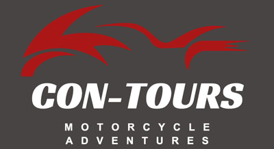 Logo for Con-Tours featuring dynamic red graphics and the phrase 